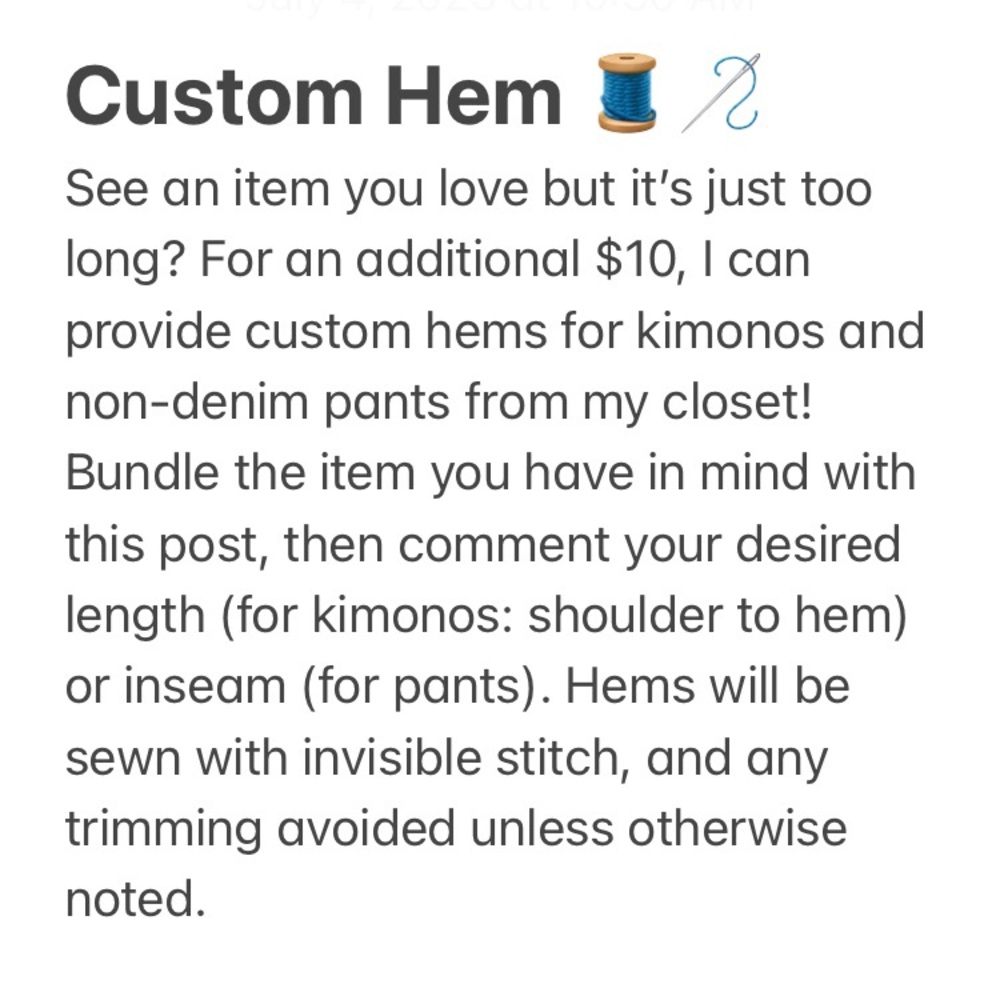 🧵Custom Hem Service Available